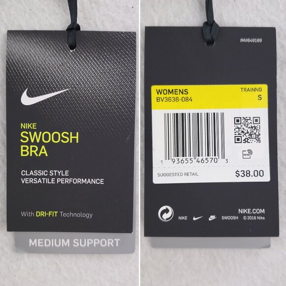 Nike Swoosh Sports Bra Medium Support Dri-Fit Stretch Women's Small NWT - Picture 4 of 8